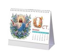 Calendrier de table, calendrier en papier de bureau avec 12 mois - Gestion du planning des tâches planificateur, peinture artistique à strass pour table, salon, salle à manger