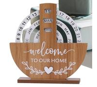 Calendrier de table perpétuel, calendrier de table en bois - Calendrier perpétuel rotatif décoratif Calendrier avec affichage quotidien - Calendrier de table journalier réutilisable