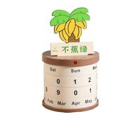 Calendrier de table rotatif avec carton en bois, calendrier perpétuel réutilisable avec pot de plantes(Banana 2)