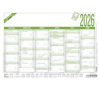 Calendrier de travail recyclé 2026 - A5 (21 x 14,8 cm) - 6 mois sur 1 page - Ange bleu - Calendrier tableau - Calendrier d'affichage - Calendrier annuel - 904-0700