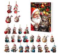 Calendrier Décompte de Noël Décorations Acrylique 2D Chat Noël