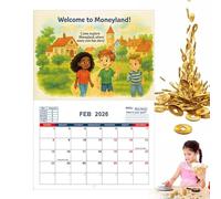 Calendrier D'éducation Financière 2026 Pour Les,Calendrier de Planification et Gestion d'Argent sur 12 Mois - Accessoire d Apprentissage STEM Éducatif pour Filles et