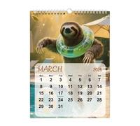 Calendrier Des Animaux 2026 - Livre De Planification Mensuel, Paresseux De Ski Mignon, 8,27 X 11,02 Pouces, Calendrier D'art Mural Avec Illustration De 12 Mois | Lieu De Travail Dortoir Appartement Ma