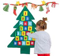 Calendrier des arbres de Noël en feutre,Calendrier de l'Avent en feutre de sapin de Noël de 24 jours | Calendrier de l'Avent en feutre, calendrier mural avec 24 pochettes pour décoration murale d'arbr