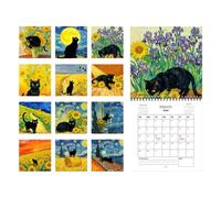 Calendrier des chats 2026 - Planificateur mural - Calendrier mensuel - Motif 12 mois de janvier et décembre, impression sur papier carré, affichage d'illustrations de chat mignon avec décoration