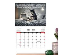 Calendrier des chats calendrier mural annuel de 2026 mois avec motifs de chats sucrés | Planificateur de famille pour bureau, réfrigérateur, salon et cuisine | Aperçu pratique pour chaque mois