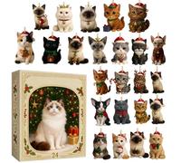 Calendrier des chats de l'Avent - 2025 Compte à rebours de Noël, 24 ornements de pendentif en acrylique, charme décoratif festif, cadeau de vacances à collectionner pour les hommes femmes | Bu