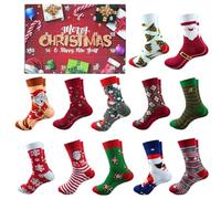 Calendrier Des Chaussettes De Noël - Calendrier De L'Avent 24 Jours, 12 Paires De Bas | Chaussettes D'hiver Pour Jeunes Adultes, Cadeau De Fête Parfait, Célébration De Vacances