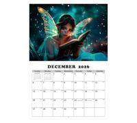 Calendrier des fées 2026 - Calendrier mural pour la planification quotidienne, organisateur magique avec des pages mensuelles, Horaire décoratif de l'art fantastique pour la cuisine,