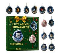 Calendrier Des Jouets De Noël De Noël 2025 - Ensemble D'ornement En Acrylique Festif, Décor D'arbre Animal | Affichage Décoratif Des Vacances Pour Les Adolescents Filles Garçons, Activité Familiale Po