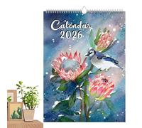 Calendrier des Oiseaux 2026,Calendrier Mural Fleurs et Oiseaux 12 Mois - Collection pour Amoureux de la Nature Organisateur pour Bureau à Domicile Appartement Chambre Étude et