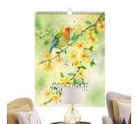 Calendrier des oiseaux - Calendrier mural 2026 | Planificateur de 12 mois avec conception d'oiseaux | Collection des amoureux de la nature artistique pour la décoration de la maison, l'étude