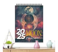 Calendrier Des Phases De La Lune - Calendrier Lunaire Complet 2025, Suivi Mensuel Des Phases De La Lune | Graphique Des Phases De La Lune Pour 2025, Calendrier Mural D’astrologie, Suspension Murale Du