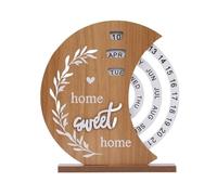 Calendrier des phases de lune en bois, calendrier perpétuel rotatif en forme de roue panoramique pour la décoration de la maison(Moon)