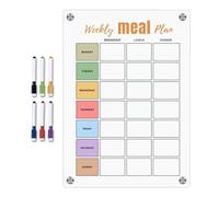Calendrier des repas - Calendrier planificateur pour réfrigérateur avec 6 stylos colorés | agenda magnétique pour réfrigérateur, tableau hebdomadaire en acrylique blanc, calendrier magnétique