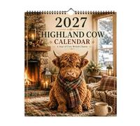 Calendrier des saisons des vaches des Highlands 2027 (1 pc) | Calendrier mural de 12 mois sur les vaches des Highlands, calendrier mensuel amusant pour les animaux de la ferme