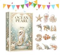 Calendrier des tortues de mer de l’Avent 2026 Animaux de Noël en acrylique | Calendrier de compte à rebours avec figurines d'animaux marins de 24 jours pour hommes et , Table de bureau et maison