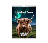 Calendrier des vaches 2026 - 12 mois Planificateur mural décoratif pour cadeau, planificateur mensuel de bétail pour la famille - Pour amoureux d'animaux, adultes, famille, amis et femmes