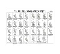 Calendrier d'exercices de Tai Chi sur chaise avec affiches murales de posture, décoration facile pour débutants et seniors, affiche pliable pour salle de gym, idéale pour la pratique à domicile