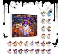 Calendrier d'Halloween Count Down - Set de pendentifs Ghost Countdown 24 jours en acrylique 2D ornement décoration | Festival Festival Home House Activités de réunion Mur de fête