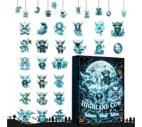 Calendrier d'Halloween Figurines 2D en acrylique de vaches spectaculaires | Calendrier compte à rebours de 24 jours pour les vacances d'Halloween pour la maison, enfants, famille