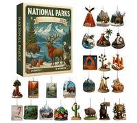 Calendrier d'ornement à rebours de Noël avec figures Red - Calendrier de l'Avent en acrylique, jouets à figures plates, décoration de Noël festive | Calendrie de l'Avent créatif avec sujets de parc n