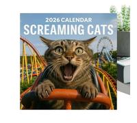 Calendrier drôle 2026 - Screaming Cat Monthly Planner | Organisateur créatif de 12 mois avec des chatons drôles Art pour photographie studio adultes fans d'anime idées de cadeaux Bureau de vacances à