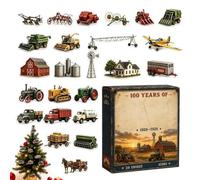 Calendrier du centenaire agricole américain 24 jours tracteurs vintage | Collection de vacances plate en acrylique célébrant les tracteurs agricoles vintage, les symboles ruraux et les machines