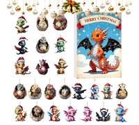 Calendrier Du Compte À Rebours | 24 Jours 2D Pendentifs Dinosaures - 2025 Ornements Jouets Dragon Pour Calendrier De L Avent | Pour Arbre Fenêtre Bureau Voiture Étagère Couronnes Adolescents