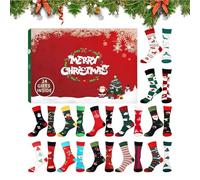 Calendrier du compte à rebours de Noël 2025 - Calendrier de l'Avent 24 jours avec des chaussettes drôles pour les femmes adolescents filles jeunes fils fils fille fille mère père grand-mère ou grand-p