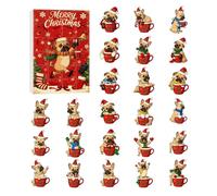 Calendrier du compte à rebours de Noël - 24 jours Jouet créatif sur le thème chiens pour le plaisir des vacances, design avec des figurines de chiens mignons, un compte à rebours pour les