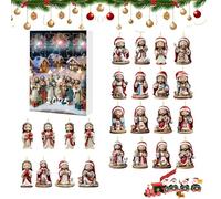 Calendrier du compte à rebours de Noël - 24 pièces Jésus ornement pour les vacances quotidiennes, compte à rebours, acrylique de collection Mustsake avec objets de scène en 2D pour la fenêtre
