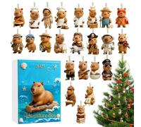 Calendrier du compte à rebours de Noël - Acrylique 11,02 X 6,3 X 1,18 pouces | Décorations de Noël 2D, Ornement de Noël Capybara 24 jours | Sac à dos avec poignée pour porte 'arbre de g
