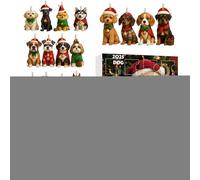Calendrier du compte à rebours de Noël - Avent avec décorations pour chiens en acrylique 2D - Décorations d'arbre de Noël pour chiens de 24 jours | Vacances Fête Arbre Bureau Fin
