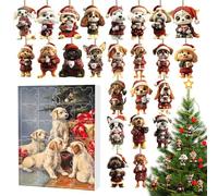 Calendrier Du Compte À Rebours De Noël Chien De Café 2025 | Calendrier De Noël 24 Jours Avec Décorations En Acrylique 2D Représentant Un Chien Buvant Du Café Pour Sapin, Fenêtre (B)