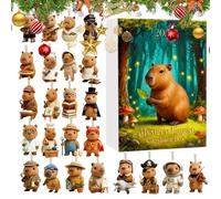 Calendrier du compte à rebours de Noël - Figures acryliques 2D, présentoir de jouets Capibara, décorations de fête de collection, ornement créatif cadeau | Décoration de compte à la r