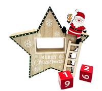 Calendrier du Compte à Rebours de Noël pour Adultes Ornement de bureau Père | Décoration Festive du Calendrier en Bois Pour vitrine, étagère, salon, chambre, table, pièce cent étoile à cinq branches