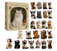Calendrier du compte à rebours de Noël - Thème d'hiver, souvenir | Calendrier du chat acrylique 2D avec 24 boîtes, traite l'organisateur avec compartiments, le papier traditionnel de