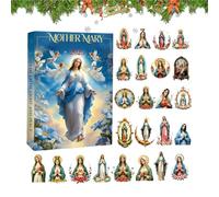 Calendrier Du Compte À Rebours De Noël - Vierge Marie De L'Avent 2025, Décoration D'arbre De La Vierge Marie, Décoration De Noël En Acrylique 2D 2025, Ensemble De Pendentifs Vierges Se Marient, Décora