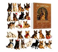 Calendrier du compte à rebours des amoureux des chiens 2026 - de 24 jours | Avec pendentifs de berger allemand en acrylique 2D, pour fêtes de vacances, bureaux, voiture, maison, salle de ole