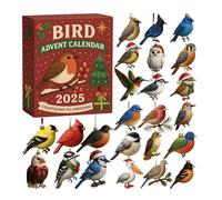 Calendrier du compte à rebours des oiseaux de Noël 2025 | Décoration ornementale plate en acrylique 2D, ornement de Noël en forme, cadeau d'événement de réunion