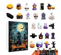 Calendrier du compte à rebours d'Halloween - Ensemble de l'Avent Ghost Classic Pumpkin | de 24 jours avec des pendentifs effrayants | Figures de poupées de décoration de vacances | Affichage