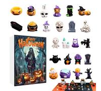 Calendrier du compte à rebours d'Halloween - Ensemble de l'Avent Ghost Classic Pumpkin | de 24 jours avec des pendentifs effrayants | Figures de poupées de décoration de vacances | Affichage