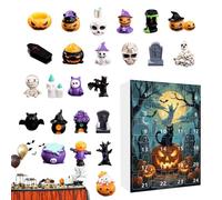 Calendrier du compte à rebours d'Halloween - Ensemble de l'Avent Ghost Classic Pumpkin | de 24 jours avec des pendentifs effrayants | Figures de poupées de décoration de vacances | Affichage