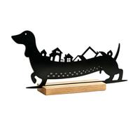 Calendrier du compte à rebours teckel - Sculpture de bureau en métal | Compte à rebours des fêtes, profil de chien à corps long, construction autoportante, accent de bureau sur étagère de bureau,