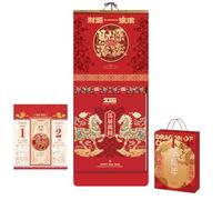 Calendrier du Nouvel An chinois 2026, calendrier mural à feuilles détachables, année du cheval, décoration créative pour la maison, almanach perpétuel et épais(S)