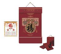 Calendrier du Nouvel An chinois 2026, calendrier mural à feuilles détachables, année du cheval, décoration créative pour la maison, almanach perpétuel et épais(O)