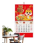 Calendrier du Nouvel An lunaire 2025, calendrier chinois | Calendrier de décorations pour la maison de style chinois,L'année du décor de serpent, fournitures de fête du printemps, calendrier quotidien