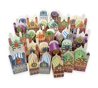 Calendrier du Ramadan à remplir - 30 boîtes cadeaux colorées pour le bricolage - 30 boîtes pliantes avec impression dorée à décorer - Calendrier du Ramadan et autocollants numérotés - Eid Moubarak -