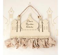 Calendrier du Ramadan avec 30 sacs en tissu, calendrier du Ramadan à remplir, calendrier de l'Avent en bois, cadeaux pour enfants, décoration murale à suspendre au mur, porte, fenêtre